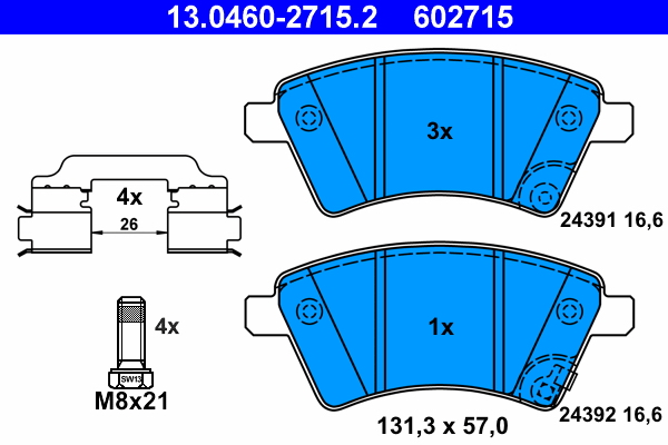 Kit pastiglie freno, Freno a disco - 13.0460-2715.2 ATE