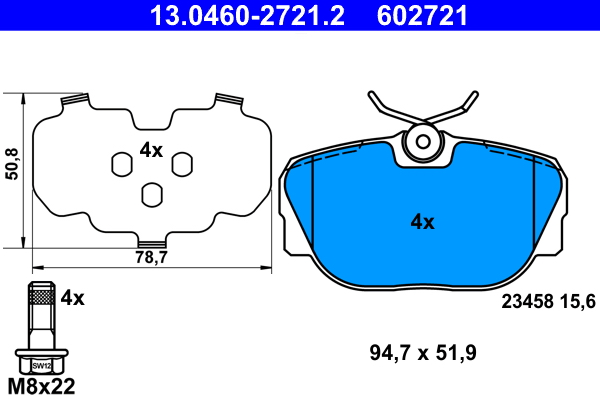 Brake Pad Set, disc brake - 13.0460-2721.2 ATE