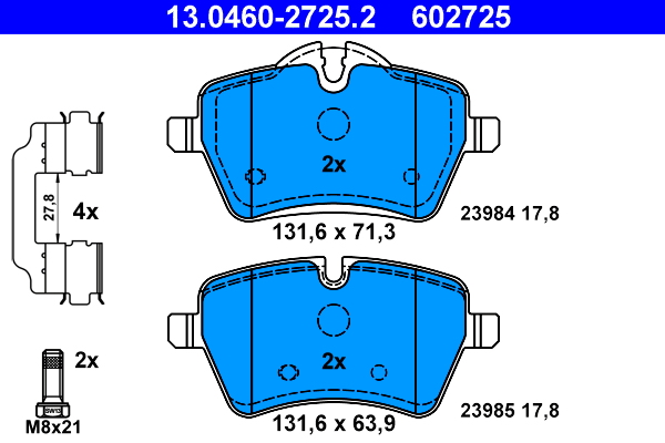 Brake Pad Set, disc brake - 13.0460-2725.2 ATE
