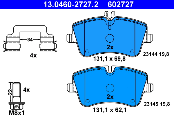 Brake Pad Set, disc brake - 13.0460-2727.2 ATE