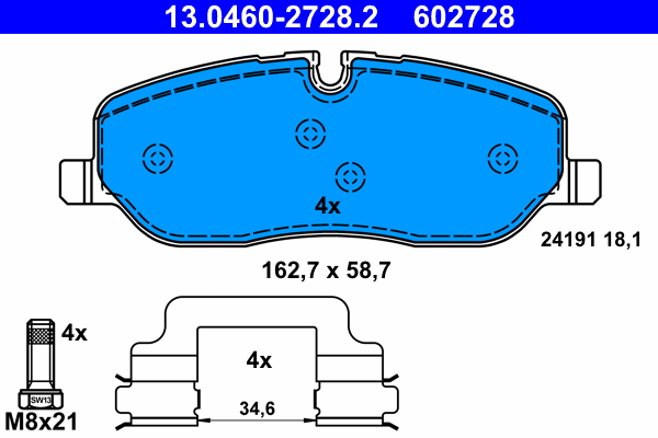 Brake Pad Set, disc brake - 13.0460-2728.2 ATE