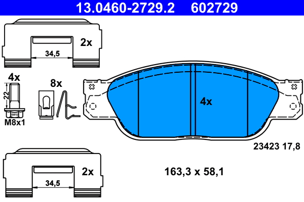 Kit pastiglie freno, Freno a disco - 13.0460-2729.2 ATE