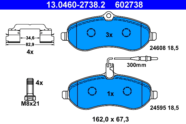 Brake Pad Set, disc brake - 13.0460-2738.2 ATE