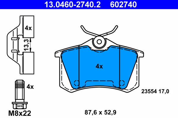 Kit pastiglie freno, Freno a disco - 13.0460-2740.2 ATE