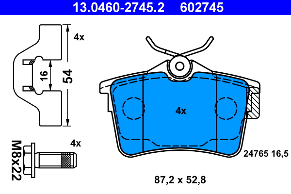 Brake Pad Set, disc brake - 13.0460-2745.2 ATE