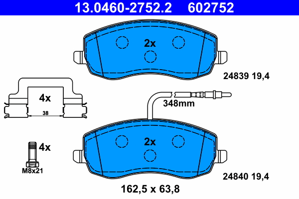 Brake Pad Set, disc brake - 13.0460-2752.2 ATE