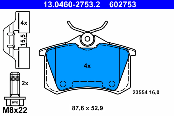 Kit pastiglie freno, Freno a disco - 13.0460-2753.2 ATE