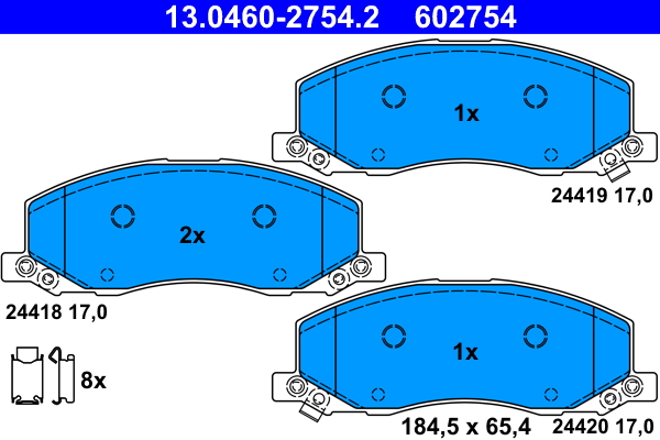 Brake Pad Set, disc brake - 13.0460-2754.2 ATE
