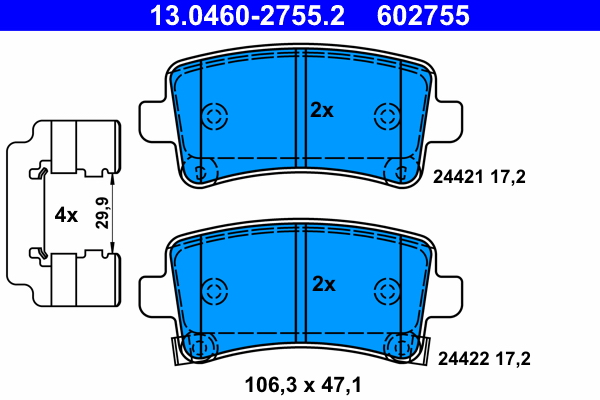 Brake Pad Set, disc brake - 13.0460-2755.2 ATE