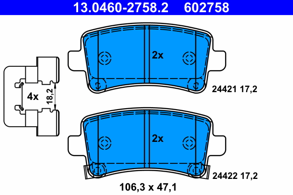 Kit pastiglie freno, Freno a disco - 13.0460-2758.2 ATE