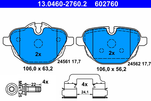 Kit pastiglie freno, Freno a disco - 13.0460-2760.2 ATE