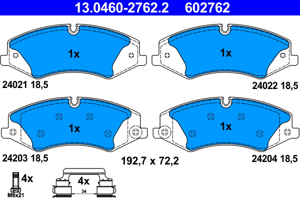 Brake Pad Set, disc brake - 13.0460-2762.2 ATE