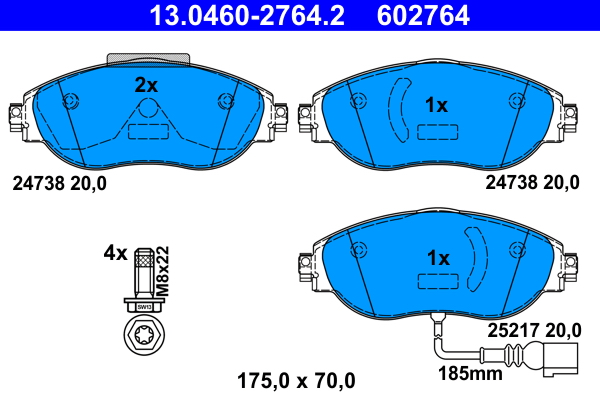 Kit pastiglie freno, Freno a disco - 13.0460-2764.2 ATE