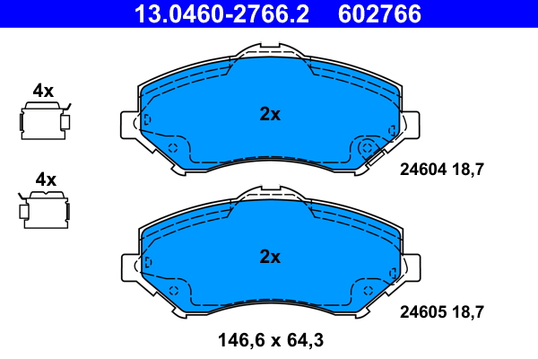 Kit pastiglie freno, Freno a disco - 13.0460-2766.2 ATE