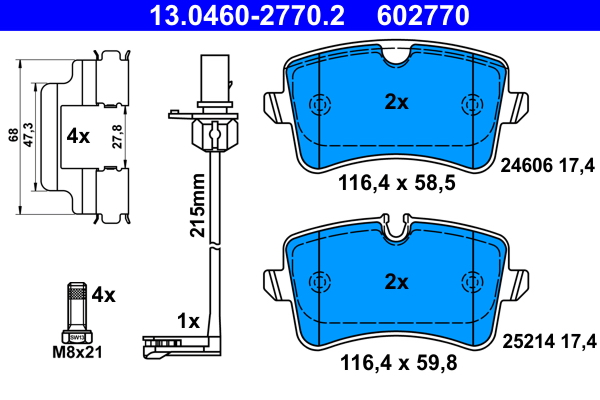 Kit pastiglie freno, Freno a disco - 13.0460-2770.2 ATE