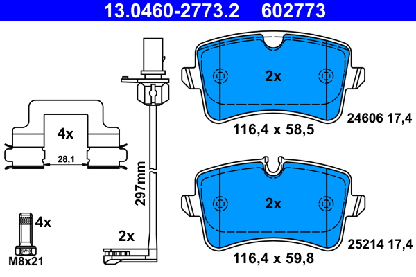 Brake Pad Set, disc brake - 13.0460-2773.2 ATE