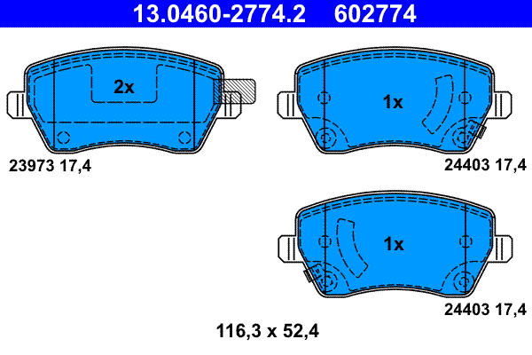 Kit pastiglie freno, Freno a disco - 13.0460-2774.2 ATE