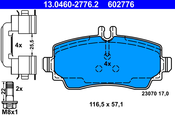 Brake Pad Set, disc brake - 13.0460-2776.2 ATE