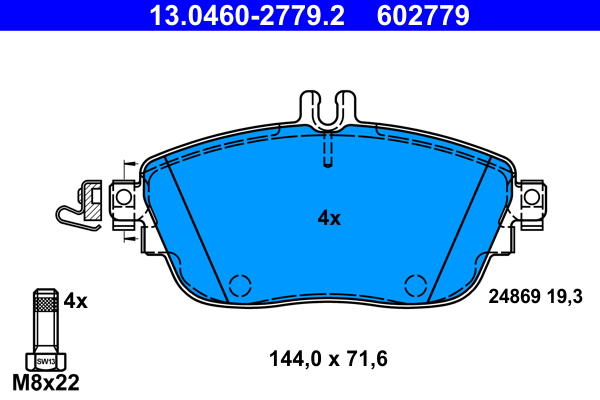 Brake Pad Set, disc brake - 13.0460-2779.2 ATE