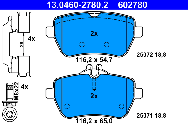 Kit pastiglie freno, Freno a disco - 13.0460-2780.2 ATE
