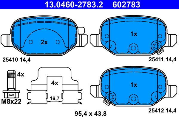 Brake Pad Set, disc brake - 13.0460-2783.2 ATE