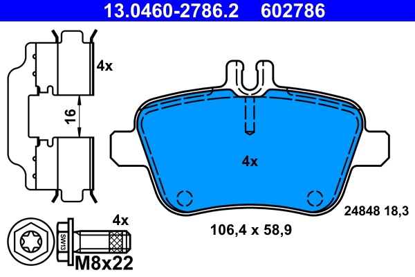 Brake Pad Set, disc brake - 13.0460-2786.2 ATE