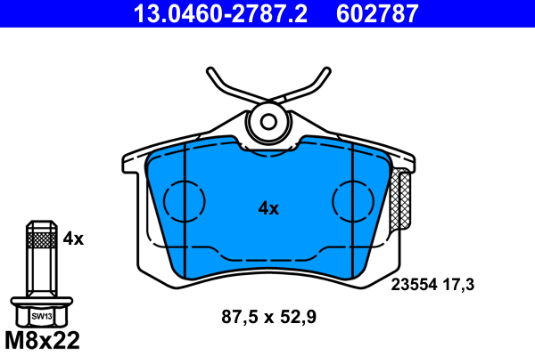 Kit pastiglie freno, Freno a disco - 13.0460-2787.2 ATE