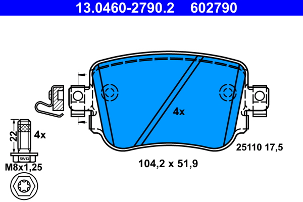 Brake Pad Set, disc brake - 13.0460-2790.2 ATE