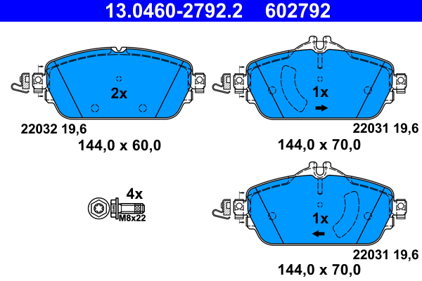 Brake Pad Set, disc brake - 13.0460-2792.2 ATE
