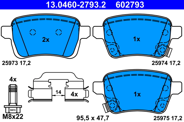 Brake Pad Set, disc brake - 13.0460-2793.2 ATE