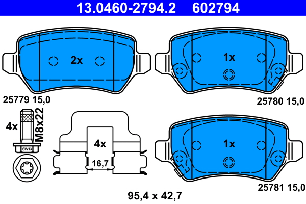 Kit pastiglie freno, Freno a disco - 13.0460-2794.2 ATE
