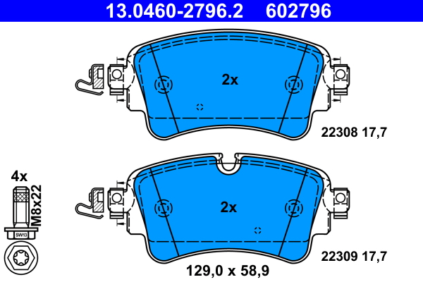 Kit pastiglie freno, Freno a disco - 13.0460-2796.2 ATE