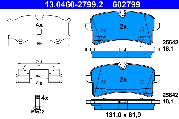 Kit pastiglie freno, Freno a disco - 13.0460-2799.2 ATE