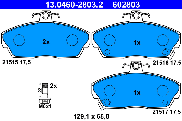 Brake Pad Set, disc brake - 13.0460-2803.2 ATE