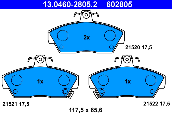 Brake Pad Set, disc brake - 13.0460-2805.2 ATE