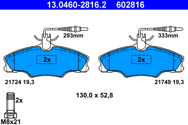 Brake Pad Set, disc brake - 13.0460-2816.2 ATE