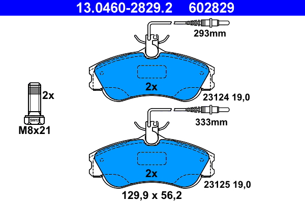 Kit pastiglie freno, Freno a disco - 13.0460-2829.2 ATE