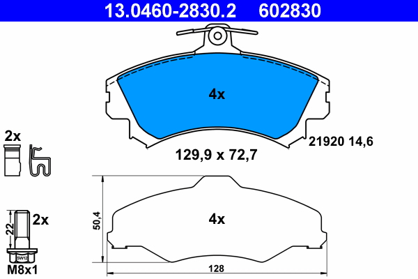 Kit pastiglie freno, Freno a disco - 13.0460-2830.2 ATE