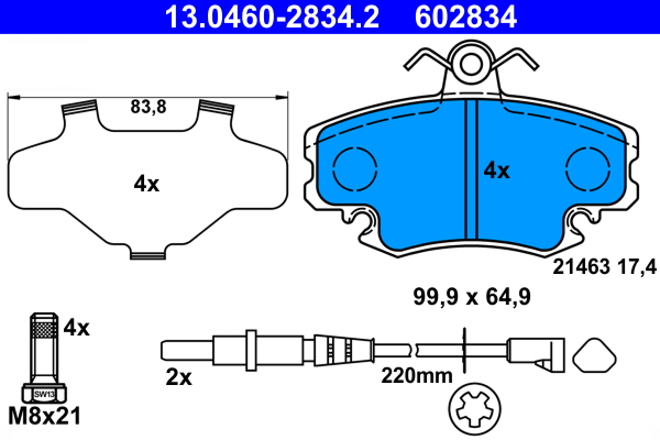 Kit pastiglie freno, Freno a disco - 13.0460-2834.2 ATE