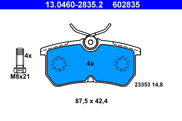 Brake Pad Set, disc brake - 13.0460-2835.2 ATE