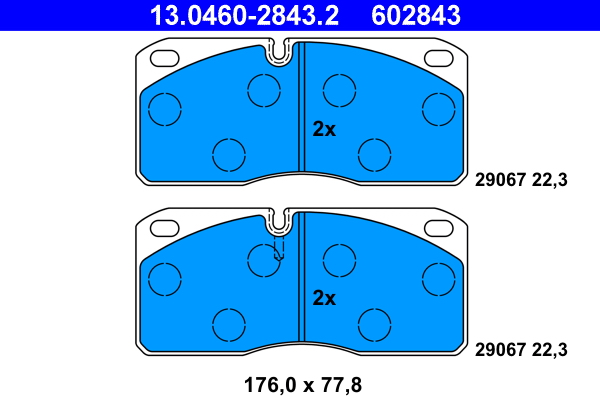 Brake Pad Set, disc brake - 13.0460-2843.2 ATE