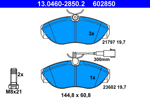 Kit pastiglie freno, Freno a disco - 13.0460-2850.2 ATE