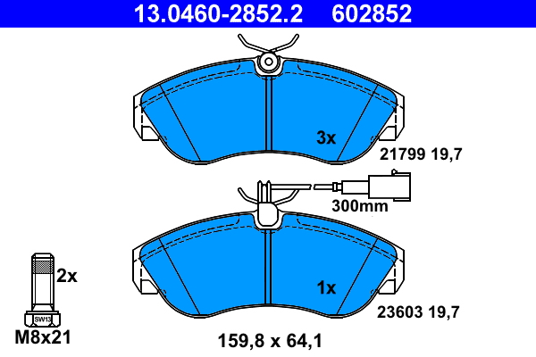 Brake Pad Set, disc brake - 13.0460-2852.2 ATE