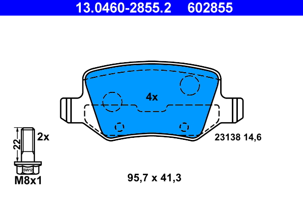 Brake Pad Set, disc brake - 13.0460-2855.2 ATE