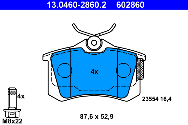 Brake Pad Set, disc brake - 13.0460-2860.2 ATE