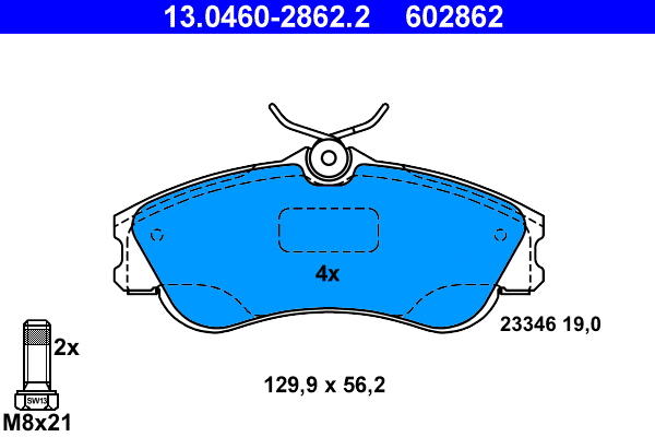 Brake Pad Set, disc brake - 13.0460-2862.2 ATE