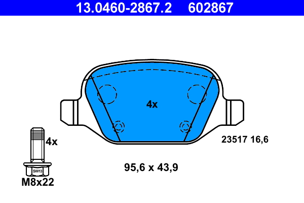 Kit pastiglie freno, Freno a disco - 13.0460-2867.2 ATE