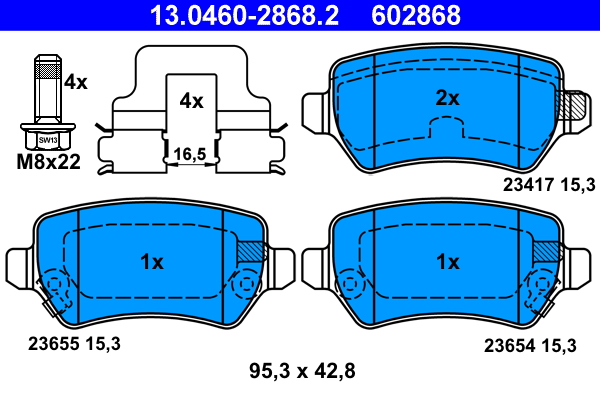 Brake Pad Set, disc brake - 13.0460-2868.2 ATE