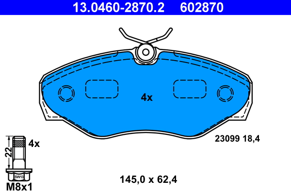 Brake Pad Set, disc brake - 13.0460-2870.2 ATE