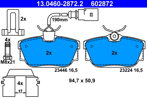 Brake Pad Set, disc brake - 13.0460-2872.2 ATE